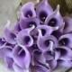 10 Lavender Purple Picasso Calla Lilies Real Touch Flowers DIY Silk Wedding Bouquets, Centerpieces, Wedding Decorations