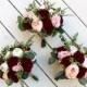 Wedding Bouquet Wine Blush and Ivory, Bridal Bouquet, Bridesmaids bouquet,  Artificial Wedding Flowers, Boho Wedding, Burgundy Flowers,
