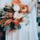 Orange Wedding Bouquet, Etsy Burnt Orange Colour Bouquet, summer sunset bouquet, dried flower bouquet, boho wedding bouquet, Eucalyptus