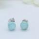 6mm Round Ball Natural Dominican Larimar Stud Earrings Solid 925 Sterling Silver Larimar Earrings Ball Stud