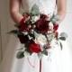 Red bouquet/ Christmas wedding flowers/Red bridal bouquet/Bridesmaid posie/ wedding flowers/winter bouquet/winter wedding/ Red rose bouquet
