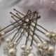 Cream Pearl Wedding Hair Pins for Bride or Bridesmaid, Pearl & Crystal Cluster Evening Wear Hair Pins, Cream Pearl Bridal Hair Accessory