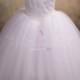 White Flower Girl Dress, First Communion Dress, Guipure Neckline Party Gown
