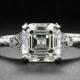 2.70Ctw Asscher Cut Engagement ring, Asscher Solitaire Ring, Art Deco Promise Ring, Diamond Simulant Asscher Cut Ring, 14K White Gold Plated