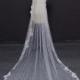 Beautiful Lace & Pearl Veil Chapel Length in Ivory Tulle IANTHE