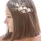 Rose Gold Wedding Headpiece with Ivory Flowers, Wired Blush Pink Hair Accerssory , Pink Crystals and Flowers Bridal Hair Vine