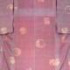 Vintage Japanese Kimono -  1960's Pink Arrowhead Crested Red Silk Lined Kimono