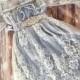 Gray flower girl lace dress,  vintage inspired Birthday dress , little girl romantic  lace dress, wedding dress.