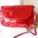 Glamorous Holiday Evening Bag, Vintage Red Sequin Handbag EB-0518