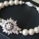 Pearl Bridal Bracelet, Swarovski White Pearl Cubic Zircon Bracelet, Vintage Style Wedding Bracelet, Statement Pearl Bracelet, Bridal Jewelry