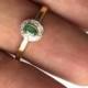 AAA quality natural emerald ring with diamonds in 14k hallmarked solid gold