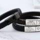 Vienna Leather & Stainless Steel Mens Engraved Bracelet