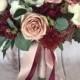Dusty rose wedding bouquet, Mauve & Burgundy bouquet, Bridal bouquet, Boho bouquet, Dusty Rose and Burgundy bouquet, Large Bouquet