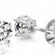 Round Brilliant Diamond Stud Earrings 14K White Gold Sterling Silver Screw Back 1.00Ct Simulated CZ