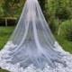 Luxury lace veil / drop veil/cathedral veil/off white/ custom veil ivory