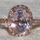 GIA Certified Peach Sapphire Rose Gold Diamond Halo Engagement Ring, Rose Gold Engagement Ring, Oval Pink Sapphire Ring