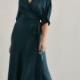 Lily Hunter Wrap Dress / Silk Floor Length Wrap Dress / Kimono Sleeves Silk Dress