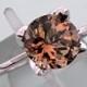 AAAA Bi Color Tourmaline round   8mm  2.02 Carats   Cognac Solitaire Tulip Engagement ring 14K White gold 1366