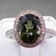 AAA Green Tourmaline   10x8mm  2.89 Carats   in a 14k White/Rose gold ring with diamonds (.30ct) 0958