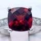 Natural Red Pyrope Garnet   9x9mm  4.12 Carats   in 14K White gold diamond (.30ct) Ring 0722