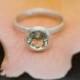 Green Amethyst Engagement Ring - Pale Green Gemstone Halo Ring Set in Silver