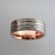 Hammered Brushed Tungsten Carbide Unisex Band, Rose Gold* Striped Ring, Womens Ring, Mens Ring, 8mm Tungsten, Wedding Band, Brushed Ring