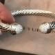 David Yurman Sterling Silver 7mm Cable Pave Diamond Tip Cuff Bracelet