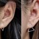 Silver ear jackets earrings Tiny V stud/Triangle earrings Double sided earrings Hypoallergenic minimalist earrings Dainty geometric earrings