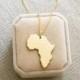 18kt Gold Africa Necklace Big size GOLD PLATED Personalized Africa Map Pendant, Africa Pendant Adoption Pendant Africa, Custom Jewelry