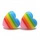 Metal Free Plastic Post Rainbow Heart Earrings for Sensitive Ears, Pretty Smart Nickle Free Hypoallergenic Stud Earrings