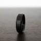 Black Obsidian Sleek Tungsten Ring, Design 6mm Beveled Edges, rings for men, rings for women, anniversary, wedding band, engagement band