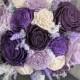 Purple, Plum, Lilac, and Ivory Sola Wood Flower Bouquet with Lavender and Baby's Breath - Bridal Bridesmaid Toss