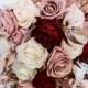 Cascade Bridal Bouquet, Wine, rose Gold, Dusty rose Bouquet, Bridal Flowers, Custom Wedding Package, Blush and Ivory Bouquet