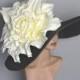 Over Size 8" Black Hat Over Size Ivory Rose Wedding Hat Kentucky Derby Hat Wedding Accessory Tea Hat  Cocktail Hat Summer Hat Woman Hat