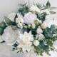 Wedding bouquet, White Bridal Bouquet, White Peony Bouquet, Wedding flowers, Eucalyptus wedding bouquet, Silk flower Bouquet, Bridesmaids