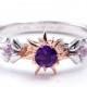 Rapunzel Natural Amethyst and Pink Sapphire Fairy Tale Engagement Ring Promise Ring Wedding Ring Cosplay Costume Jewelry