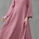 ashed lilac linen dress, maxi linen dress, puff sleeve dress, wedding dress, green dress, princess dress, Renaissance dress
