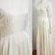 Rare Vintage Mock Neck Modest Wedding Dress 60s 70s Bridal Gown Cream Ivory Sz S