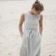 Elegant Linen Dress / Midi Linen Dress / Maternity Dress / Sleeveless Dress / Dress with Pockets 