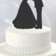 Afro, Wedding Cake Topper, Bride and Groom Holding Hands, Kissing, Acrylic [CT70]