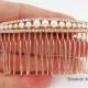 Ivory White Pearl and Crystal Wedding Hair Comb, Rose Gold and Pearl Hair Jewellery for Wedding, Simple Hair Comb for Bride, Rose Gold Comb