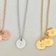 Initial necklace, Initial coin necklace, gold silver rose gold initial,disc initial necklace, circle initial necklace