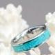 Simple Turquoise Ring, Turquoise Inlay Surgical Steel Band.