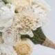 Sola Flower Bouquet - Ivory & Broom Bloom Wooden Flower Bouquet - Wood Flower - Wedding Flowers - Wooden Bridal Bouquet