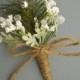 Winter Wedding Boutonniere, Evergreen Lapel Pin, Rustic Mens Decor
