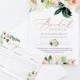 Bridal Shower Invitation + Recipe Card Set, Instant Download, Editable Template, Printable Invite & Recipe Insert, Floral Greenery #043-BSRC