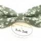 Green Floral Bow Tie - Olive Green Bow Tie With White Flowers - Mens Bow Tie - Groomsman Bow Tie - Wedding Tie - Pocket Square