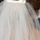 BOW VEIL Raw Edge Elbow Soft Veil Single or Double Bow Satin Veils - Available in White, Light Ivory or Ivory