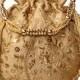 Indian Ethnic Potli Bag Designer Silk Embroidered Pearl Handle Purse Women’s Handbag Wedding (Golden)