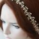 Pearl Headpiece For Bride, Rhinestone and Pearl, Crystal Bridal Forehead Jewelry, Bridal Hair Piece, Bridal Hair Vine, Headband For Wedding